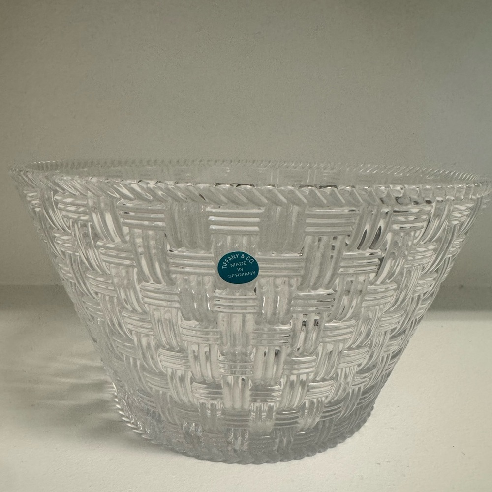 Tiffany & Co. Clear Textured Basket-Weave Glass Vase